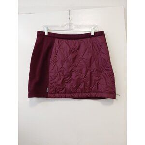 Icebreaker Merino Helix Short Skirt Size Large Wool Quilted Burgundy